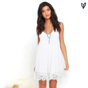 Lulus RHIANNON IVORY LACE BABYDOLL DRESS